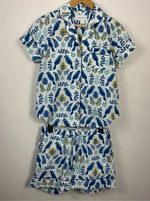 Denise Rae Parrot Print Shorts Sleep Set Womens Size XS thumbnail 1