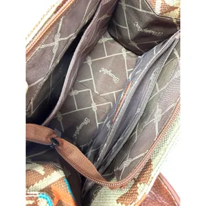 Wrangler Aztec Print Tote Bag Western Canvas Crossbody Strap Brown‎ Like New thumbnail 9
