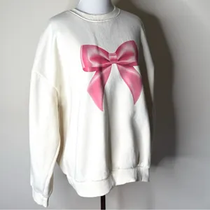 Edikted Cream Bow Brat Printed Sweatshirt NWOT XL thumbnail 3