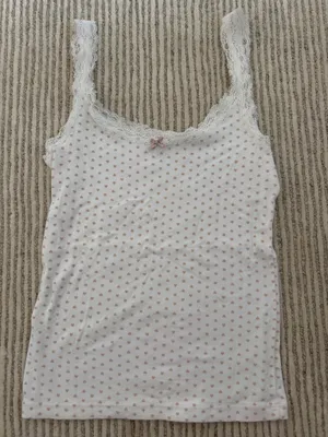 Brandy Melville Heart Tank Top lace trim thumbnail 1