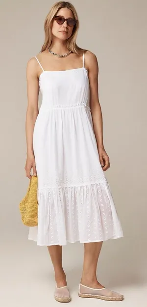 NWT!! J. CREW Sorrento Dress Cotton Voile Solid White Bridal Preppy XXS XX-Small thumbnail 1