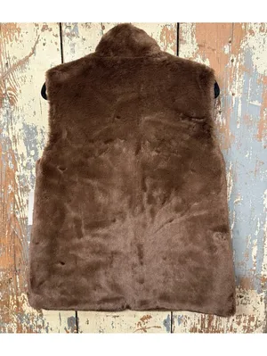 NWT Crown & Ivy Zip-Up Fur Vest Winter Women's Size Large thumbnail 3