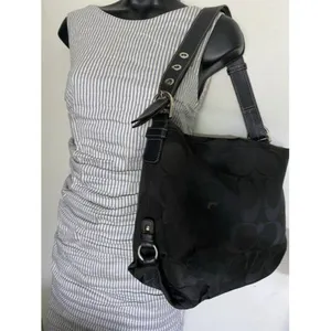 Coach Medium Tote Msrp Black Gray Jacquard Fabric thumbnail 7