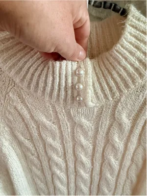Women's Karen Scott Cable Knit Turtleneck Sweater White Size L thumbnail 2
