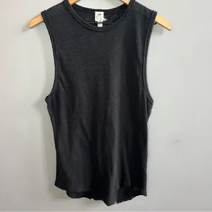 Free People Intimately All the Time Linen Blend Black Tank Top Sleeveless Shirt thumbnail 2