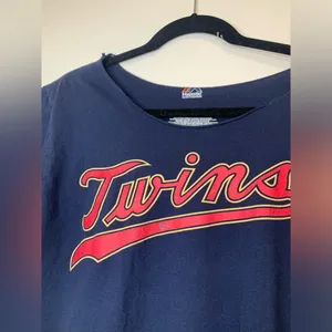 Majestic MN Twins T-Shirt. Women’s M. Buxton. Cut out neck for off the shoulder look thumbnail 2