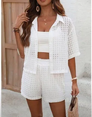 White Two-Piece Coverup Set thumbnail 1