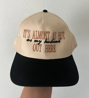 It’s Almost As Hot As My Husband Out Here Ballcap Tan thumbnail 1