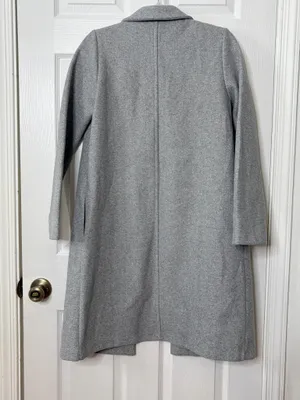ZARA Gray Long Coat Duster Overcoat Minimalist Quiet Luxury Office Timeless Sz M thumbnail 3