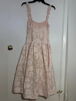 Anthropologie For Love & Lemons Pale Pink Florence Drop Waist Floral Midi Dress thumbnail 6