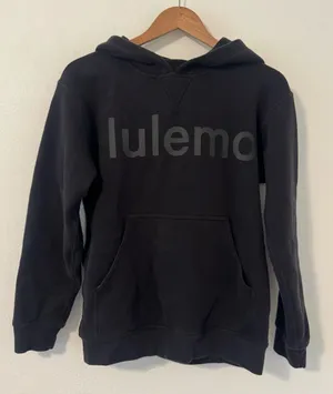 Lululemon All Yours Hoodie Graphic Black Tonal Logo Pullover Sweatshirt Size 4 thumbnail 1