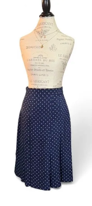 Vintage Navy and White Polka Dot Midi Skirt thumbnail 1