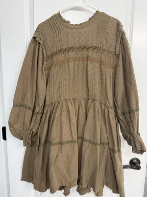 Anthropologie Pilcro Olive Green Mock Neck Swing Mini Dress Women’s L thumbnail 3