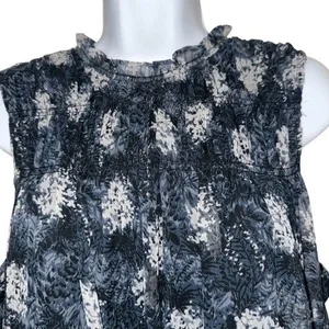 🆕 JOIE Limited Edition‎ Blue Baltic Print Smocked High Neck Dress NWOT Size L thumbnail 3