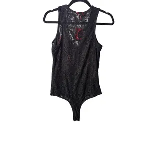 GUESS Womens Kassandra Lace Bodysuit S Black Rose Applique Floral Romantic thumbnail 5