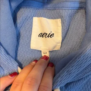 Aerie Blue Hooded Sweatshirt Size Small thumbnail 10