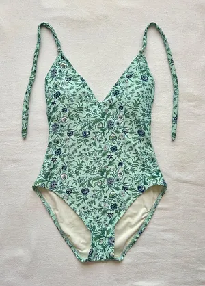 Women’s Loft Blue/Green Floral One Piece Swim Suit - Size S thumbnail 1