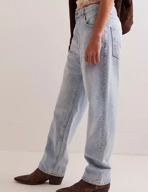 NEW Free People We The Free Zane Mid Rise Relaxed Slim Straight Leg Jeans 25 thumbnail 1