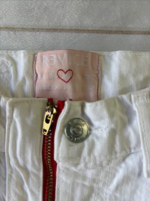 REVICE White Straight-Leg Jeans with Red Heart Patch thumbnail 6