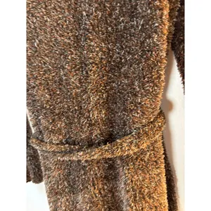 White Stag Woodland Brown Fuzzy Eyelash Knit Belted Cardigan Sweater Large thumbnail 3