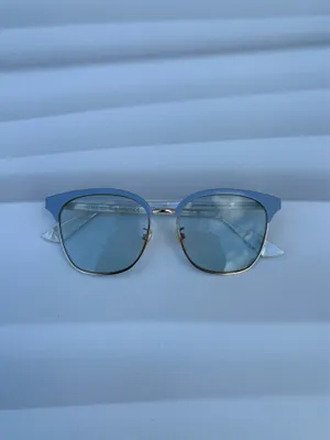 Gucci GG0244S-004 Clubmaster gold and light blue sunglasses thumbnail 5