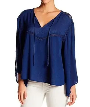 Volcom Peaceazy Blue Blouse Women's Size M thumbnail 1