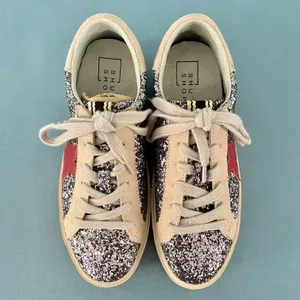 Shu Shop Reba Silver Glitter Star Platform Sneakers thumbnail 6