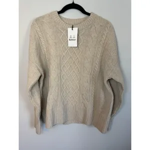 Barbour Daffodil Knit Pull Over wool Sweater Women's Sz 12 Oatmeal NWT thumbnail 2