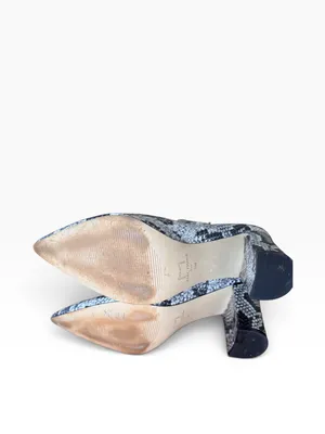 Marc Fisher Snake-Print Pointed Toe Women's Ankle Boots - Black & White thumbnail 7