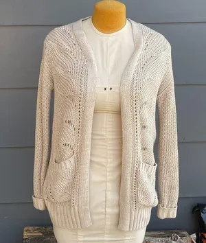 Cream duster knit cardigan Sz small thumbnail 1