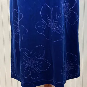 Vintage 90s Y2K Blue Velvet Flower Maxi Slip Dress Whimsigoth Fairycore Medium thumbnail 7