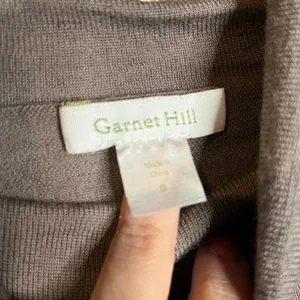 Garnet Hill taupe Merino Wool mock neck sweater thumbnail 3