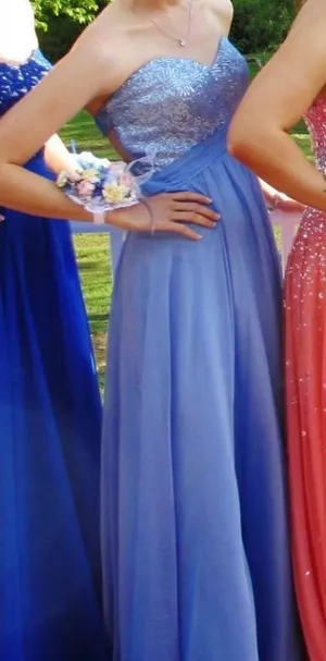 La Femme Periwinkle Strapless Prom Dress thumbnail 4