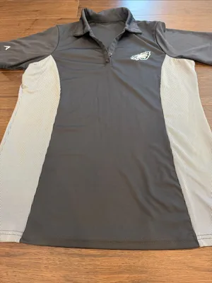 Antigua Gray/Black Short-Sleeve Philadelphia Eagles Polo Small(?) - C54-064 thumbnail 4