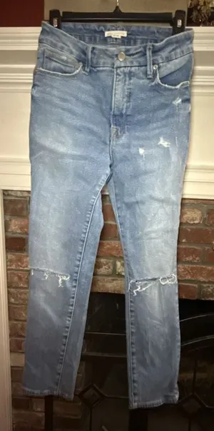 Good American High Rise Distressed Straight Leg Jeans Size 2/26 thumbnail 1