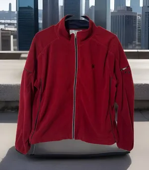 Vintage 90s Wilson Full‎ Zip Athletic Fleece Hoodie Red Jacket - Womens XL thumbnail 1