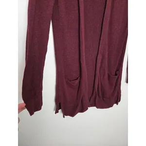 Old Navy Maroon Burgundy Cardigan Sweater Oversized Open Front Cozy Teacher XS thumbnail 3