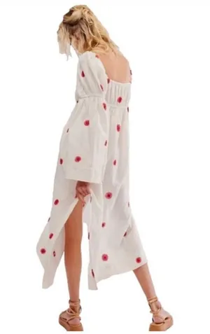 Free People White floral maxi dress with red flowers thumbnail 2