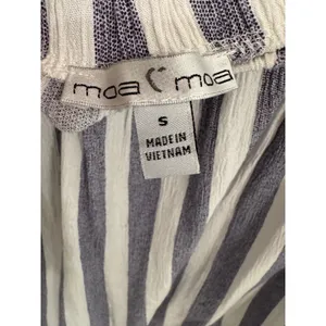 Moa Moa‎ Womens Off The Shoulder Striped Ruffle Sleeve Blouse Navy White Small thumbnail 4