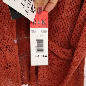 R&K Originals Dress Set Women 16W Russet Crochet Cardigan Maxi NEW thumbnail 8