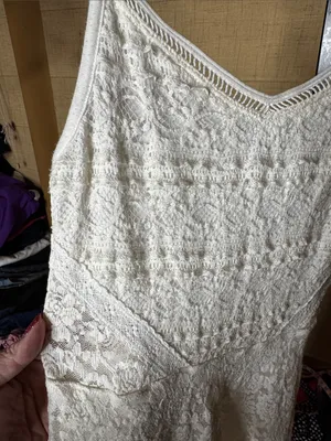 Vintage Abercrombie & Fitch White Lace Fit & Flare Mini Dress XS Y2K thumbnail 4