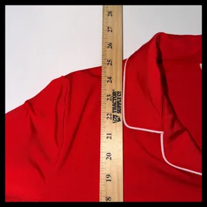 Unbranded Pajama Set Womens‎ Medium Red Long Sleeve Button Up Piping Sleepwear thumbnail 8