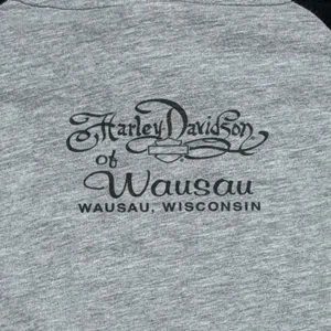 Harley Davidson Raglan Shirt Womens L Gray Bling Glam Biker Americana Moto USA thumbnail 6