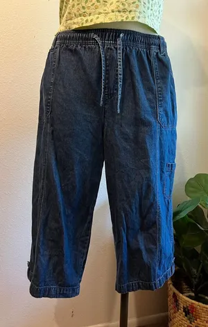Low Rise Jort Cargo Denim 100% Cotton Capri Pants Size XL Women's 90s Y2K thumbnail 1