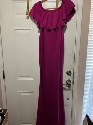 Women’s Off-Shoulder Ruffle Maxi Dress - Magenta Large thumbnail 11