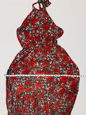 Red Floral Halter Midi Dress Size XXL thumbnail 10