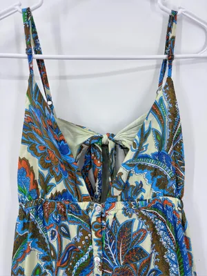 House of Harlow 1960 Green Blue Orange Paisley Lined Dress 100% cotton thumbnail 7
