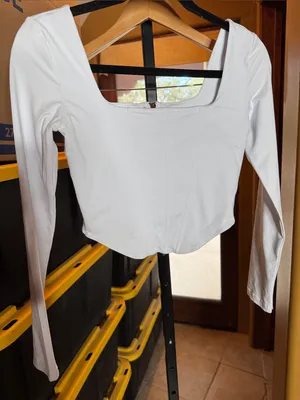 NWOT ReoRia White Corset Crop Top Small Square Neck Long Sleeve Sculpting Y2K thumbnail 7
