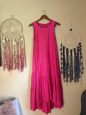 Anthropologie Maeve Marlene Tiered Maxi Dress Pink Size Small thumbnail 3
