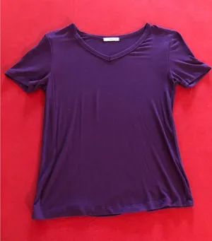 Timing dark purple v-neck short sleeve soft t-shirt Size L thumbnail 1